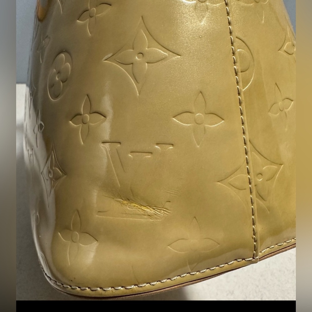 Louis Vuitton Yellow Monogram Vernis Tote with Tan Handles - Picture 6 of 13